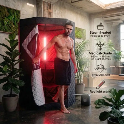 AuraPro™ Portable Steam Sauna with Red Light Therapy