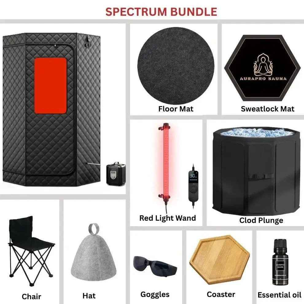 AuraPro™ Portable Steam Sauna with Red Light Therapy