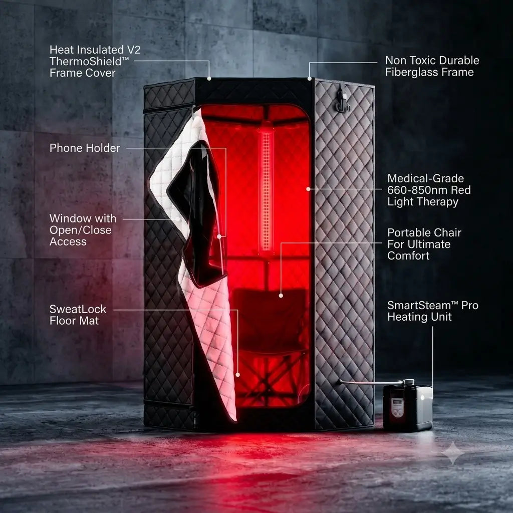 AuraPro™ Portable Steam Sauna with Red Light Therapy