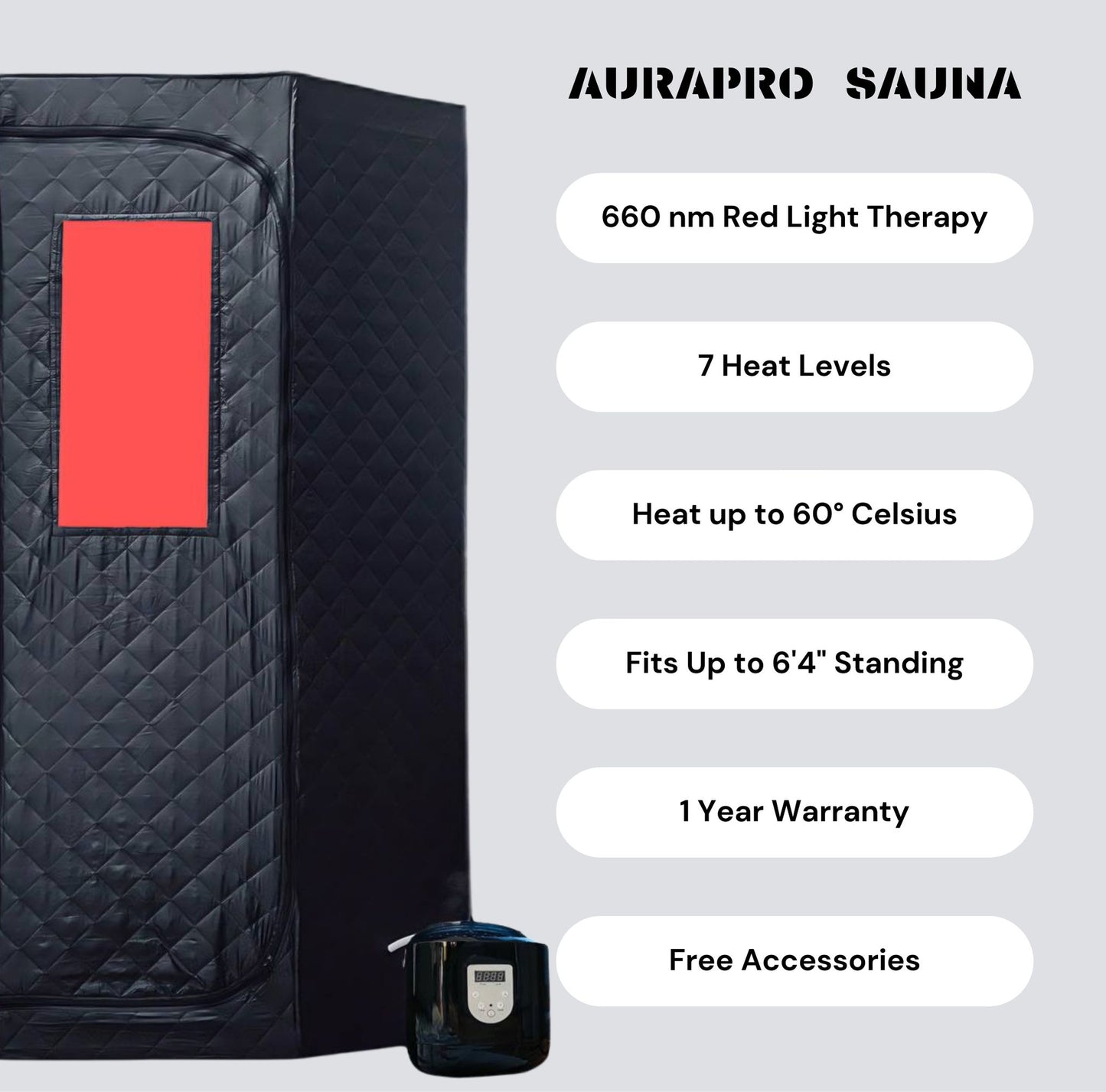 AuraPro steam generator for portable sauna, delivering powerful and efficient steam therapy.